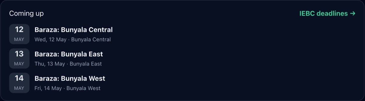 Coming up in the demo campaign: the next events, with where and when.