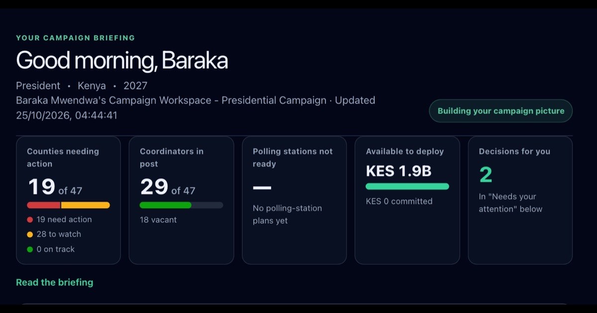 President candidate's campaign briefing in UshindiOS